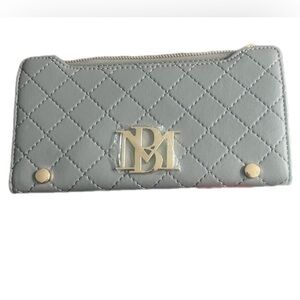 Badgley Mischka Gray Leather Quilted Pattern Wallet-NWT